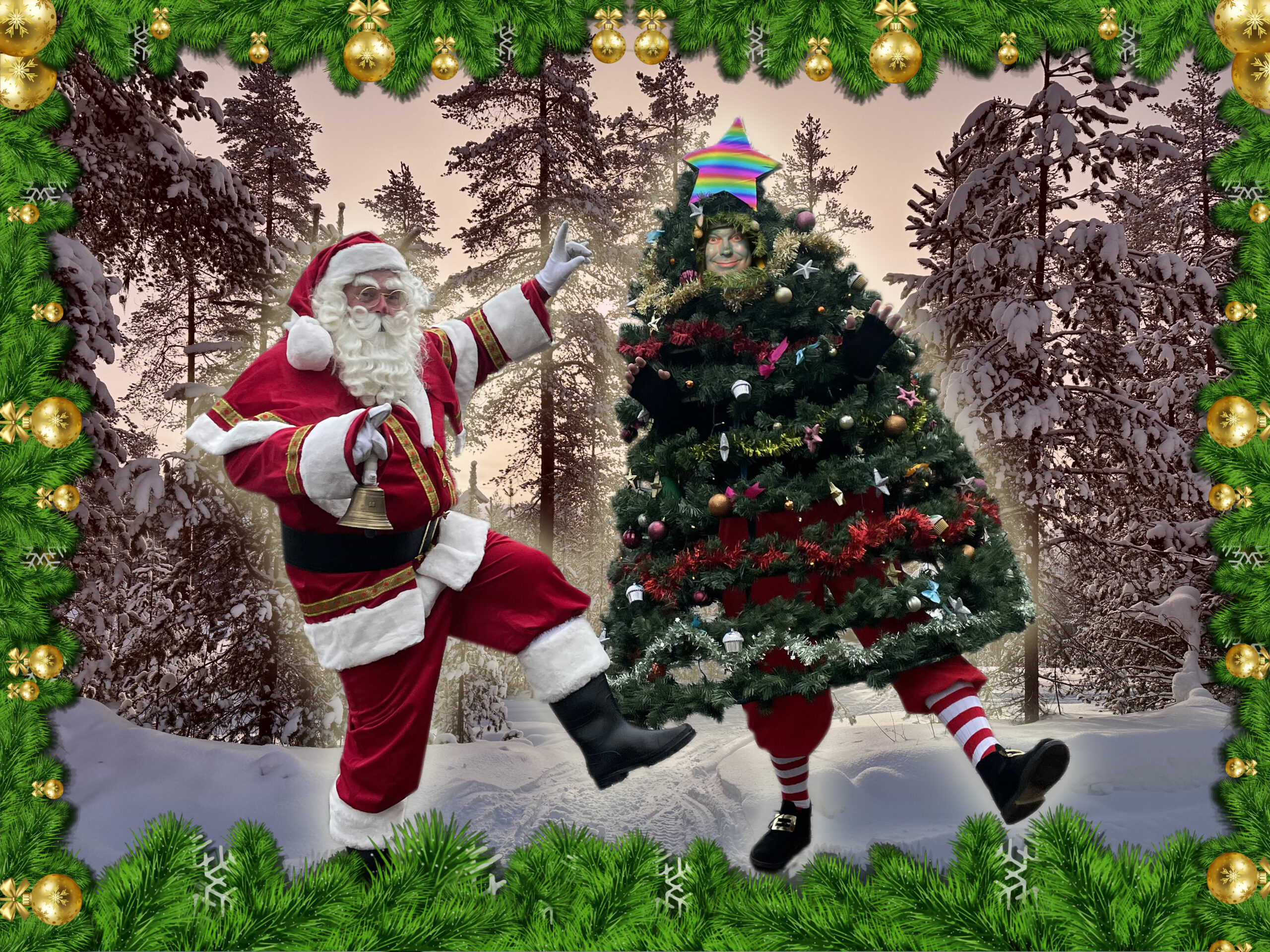 Wandelende kerstboom huren met kerstman