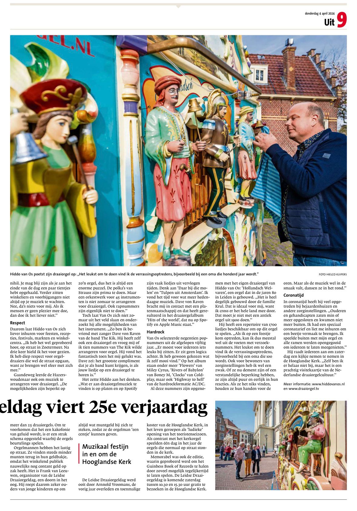 Leidsch Dagblad met een artikel over Hiddo van Os