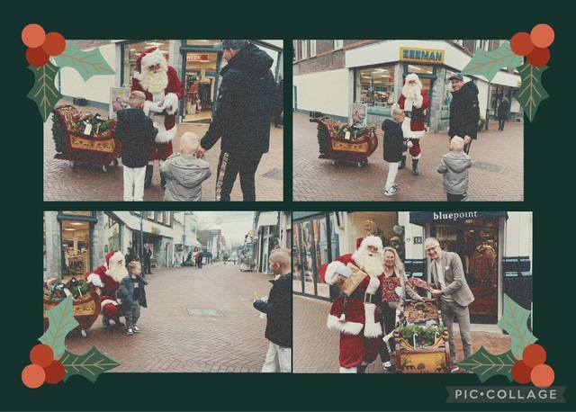de kerstman deelt uit