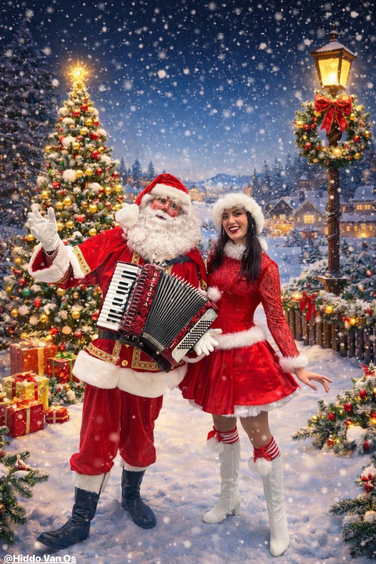 kerstman met accordeon muzikale kerstmuziek